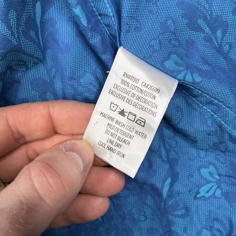 Robert Graham Flip Cuff Shirt Men's XL Blue Floral Jacquard Button Up - Picture 4 of 13